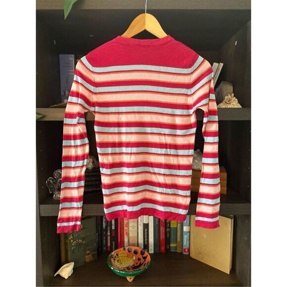 Happy Sheep Pink, Orange & Blue Striped Lightweight Sweater Size Small - Picture 2 of 6